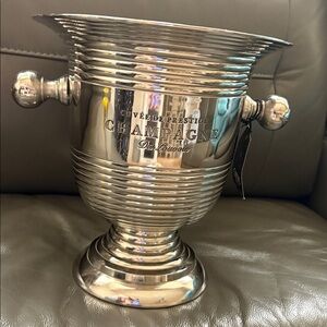 Champagne Silver Ribbed Ice Bucket